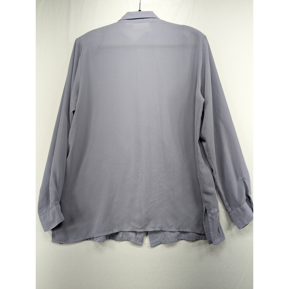 Yves St. Clair Studio Vintage Lavender Embroidered Button Down Blouse Size 16 - Picture 2 of 10